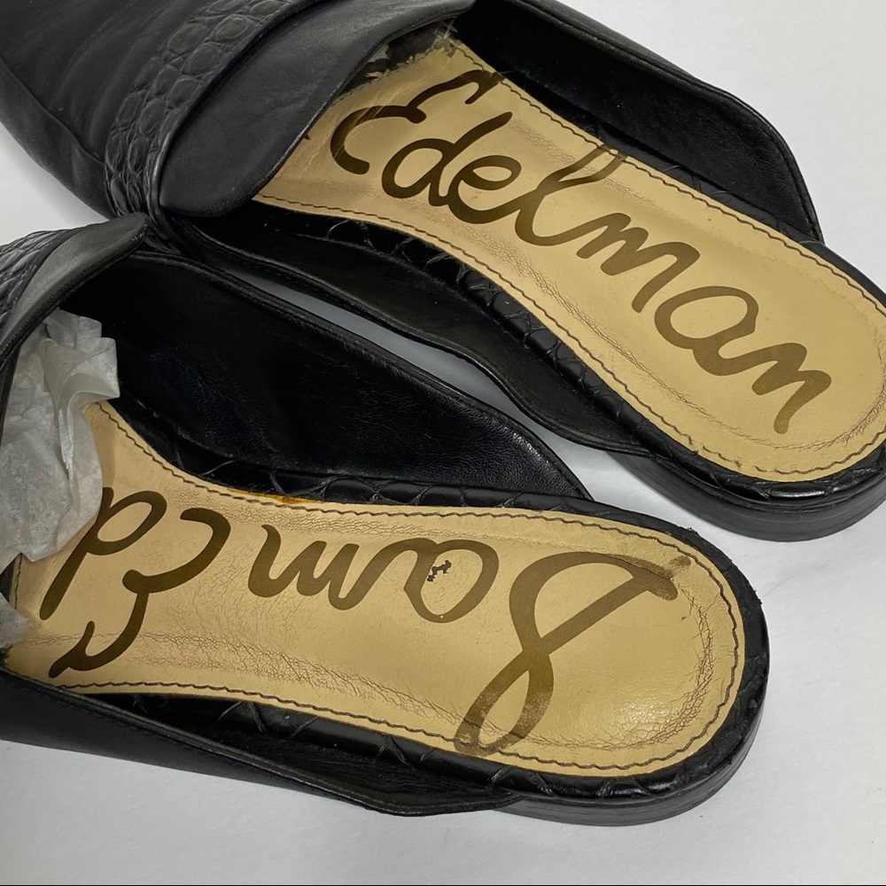 Sam Edelman Black Leather Perri Mule Slides Shoes - Picture 6 of 9
